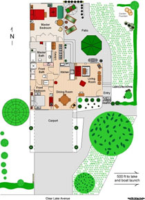 Layout of The Carriage House, which comfortably accommodates six